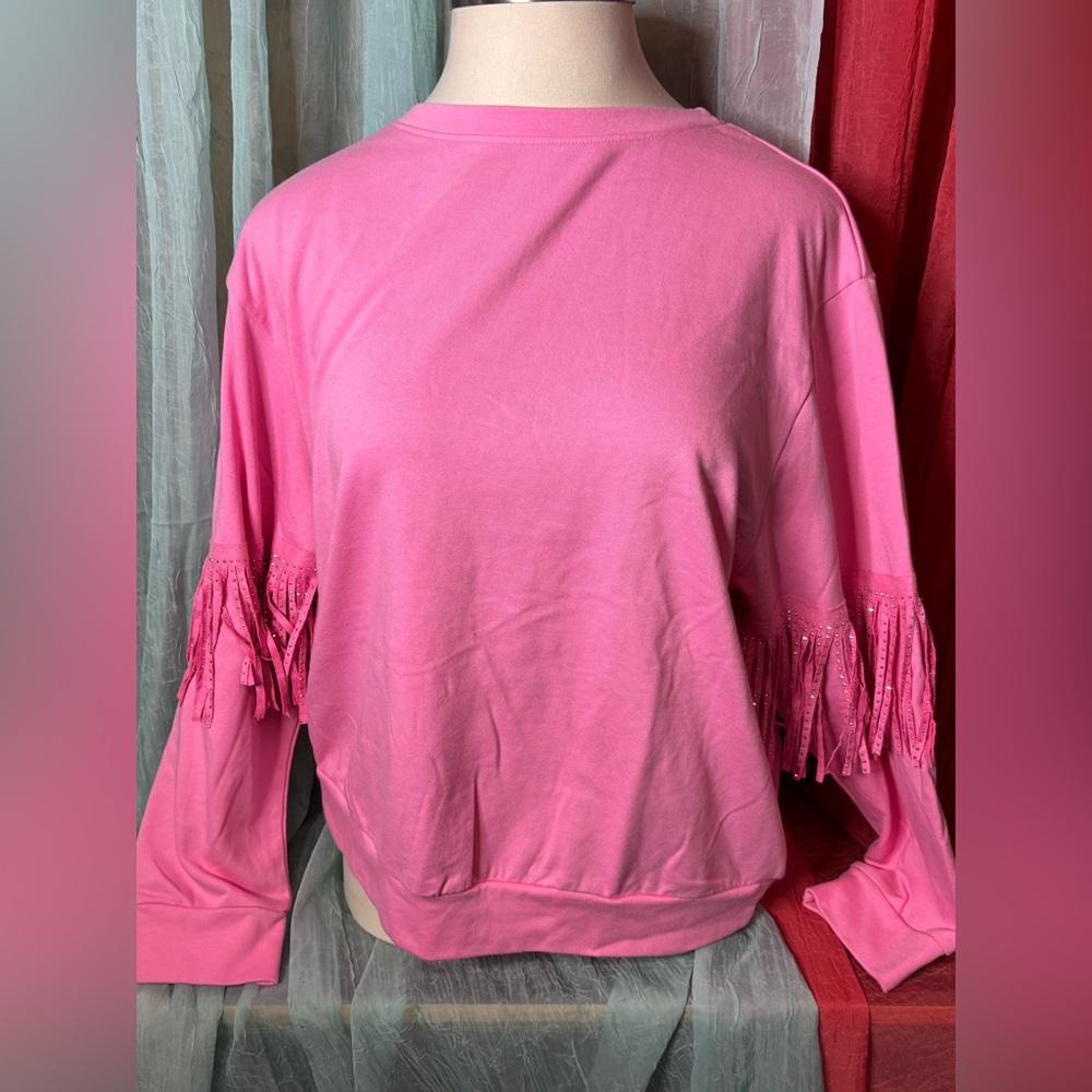 Main Strip Pink Fringe Sweatshirt